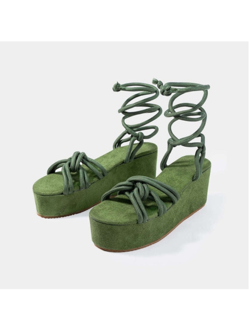 Micas Tie-Up Open Toe Platform Flats Sandals US 7 (6)-2